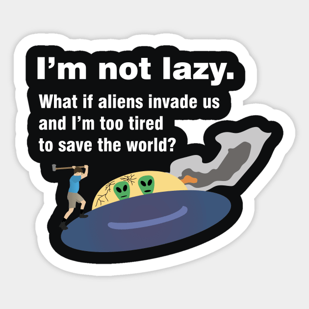 Lazy People Fight Alien UFO Sticker by NorseTech